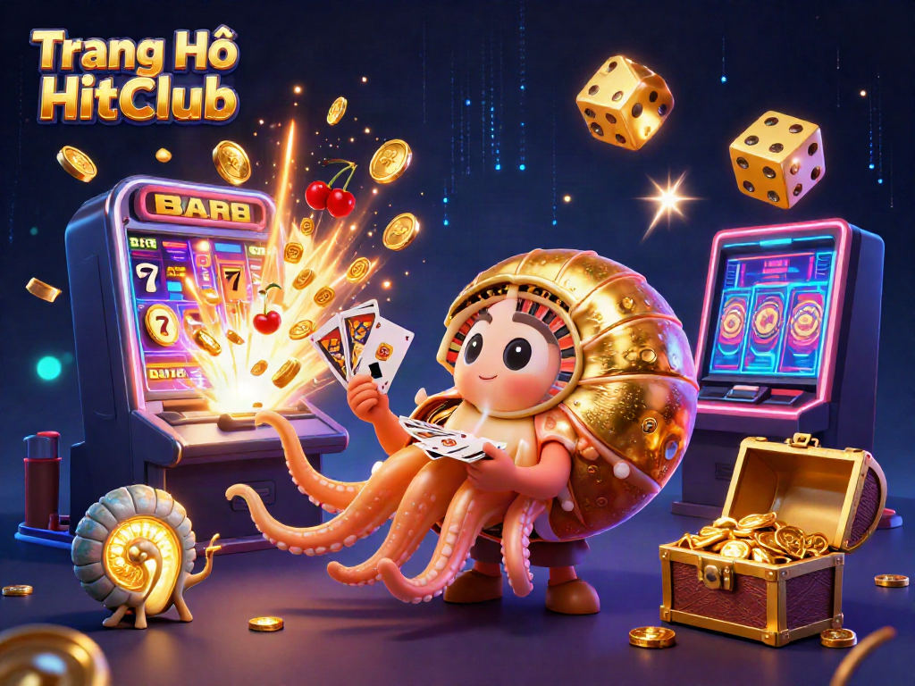Engage with immersive gaming at Trang Chủ HitClub, featuring a dazzling casino world with vibrant elements.