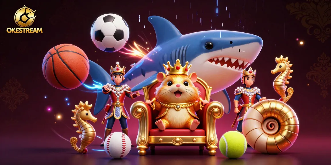 OKESTREAM menghadirkan taruhan bola dinamis dengan semangat, diperlihatkan melalui ilustrasi 3D menarik.