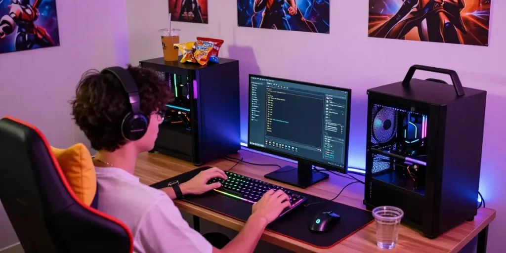 Engaging SEMESTA88 gaming setup with colorful peripherals and inviting atmosphere.