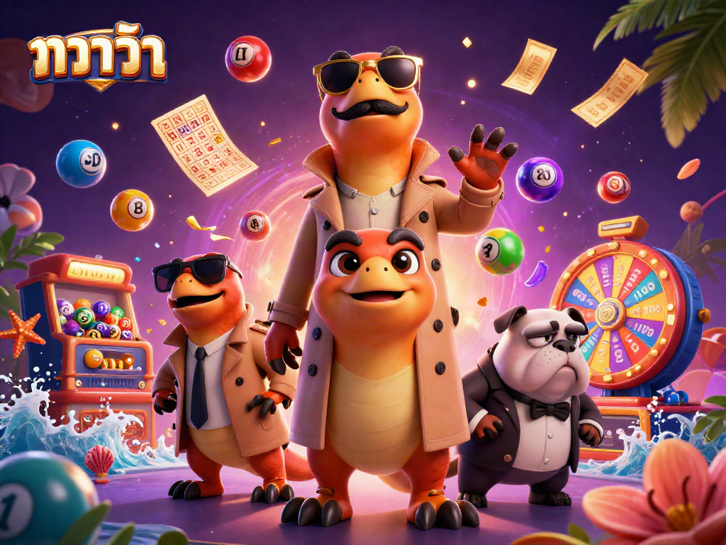 Experience the excitement of บาคาร่า with raptors in a trench coat at a casino VIP lounge.