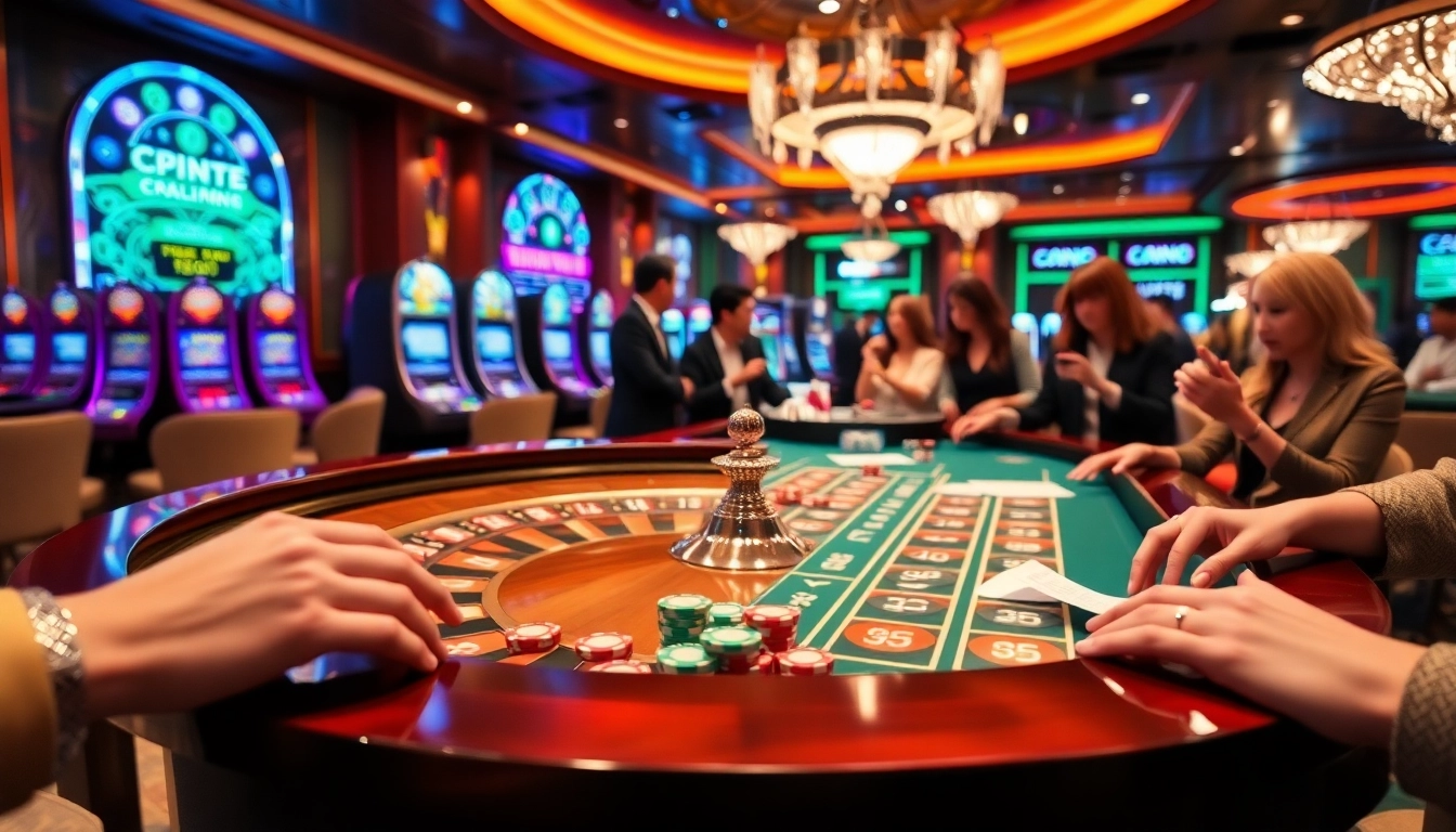 Engaging casino scene at S8 with players strategizing over poker chips and roulette.