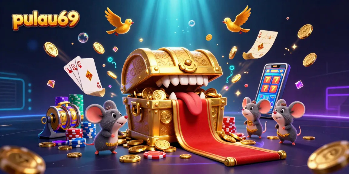 Experience the thrill of pulau69 with a vibrant casino scene featuring animated characters and rich game elements.