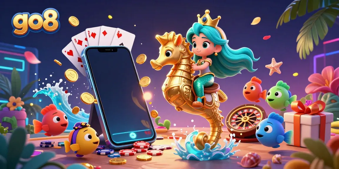 Spin the reels with go8's vibrant casino adventure featuring a mermaid princess and golden seahorse.