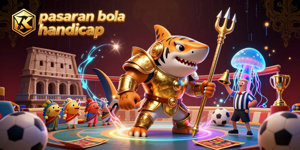 Engage in thrilling sports betting with pasaran bola handicap while witnessing a vibrant underwater colosseum scene.