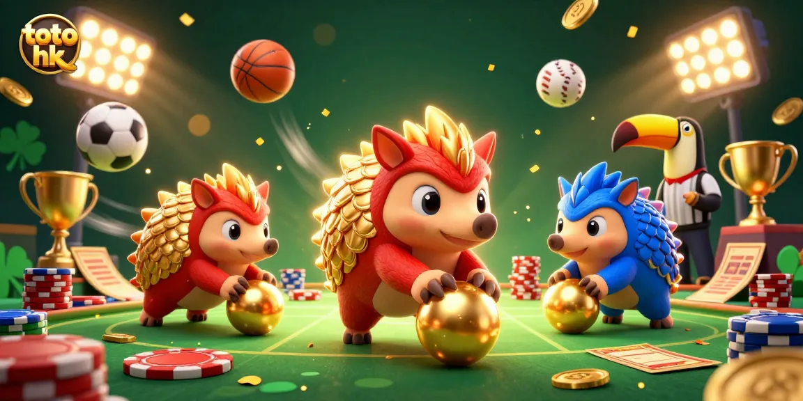 Permainan toto hk dengan pangolins bersaing menghasilkan bola emas di antara tumpukan chip poker.