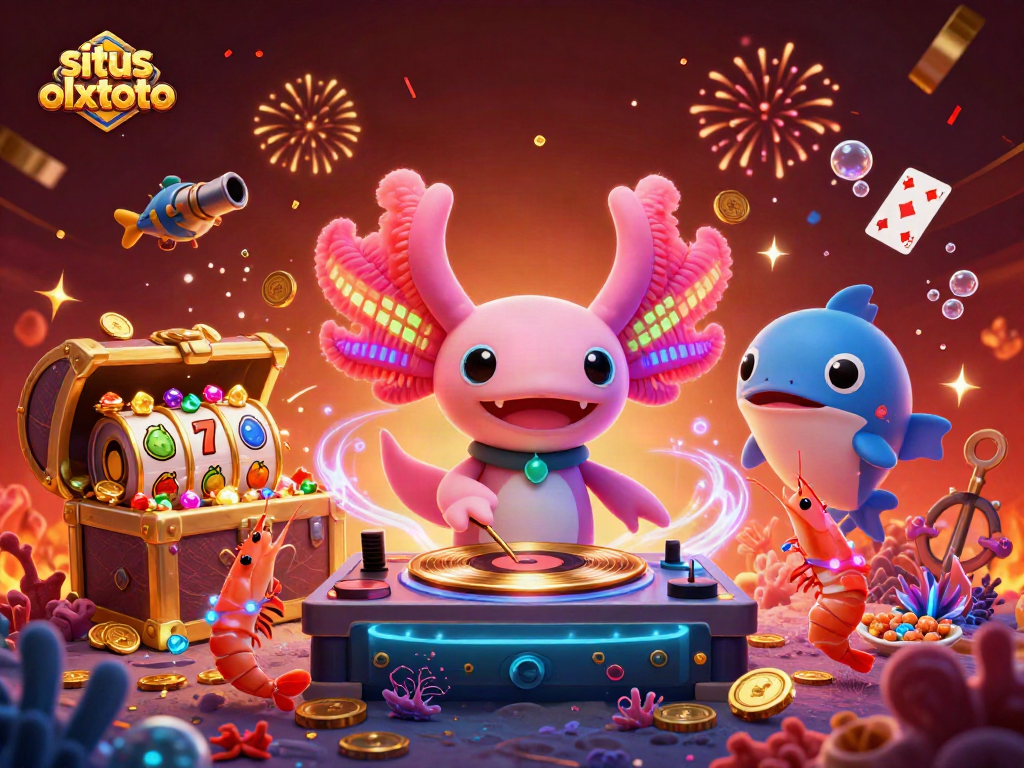 Permainan situs olxtoto dengan DJ axolotl 3D dan elemen kasino memukau di bawah laut