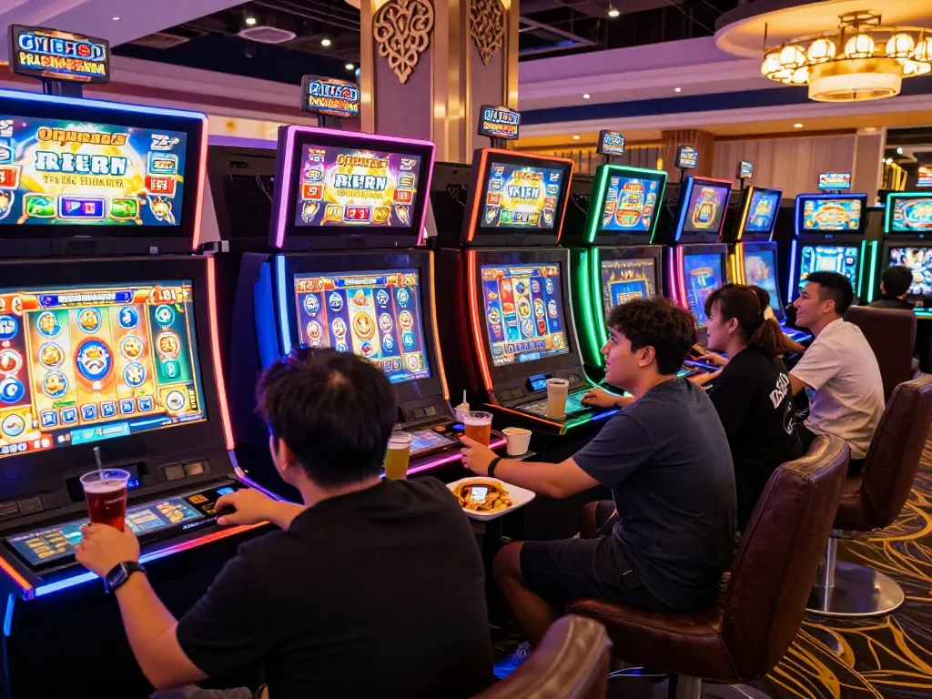 Players enjoying exciting games at vegasslot77.com’s vibrant online casino.