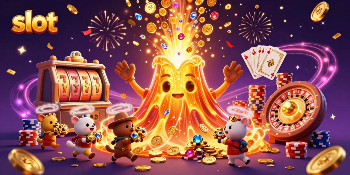 Permainan slot menunggu dengan tumpukan koin emas dan simbol keberuntungan.