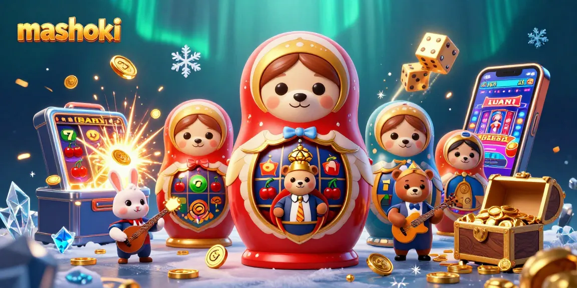 Experience mashoki's exciting jackpots with vibrant 3D casino elements and colorful characters!