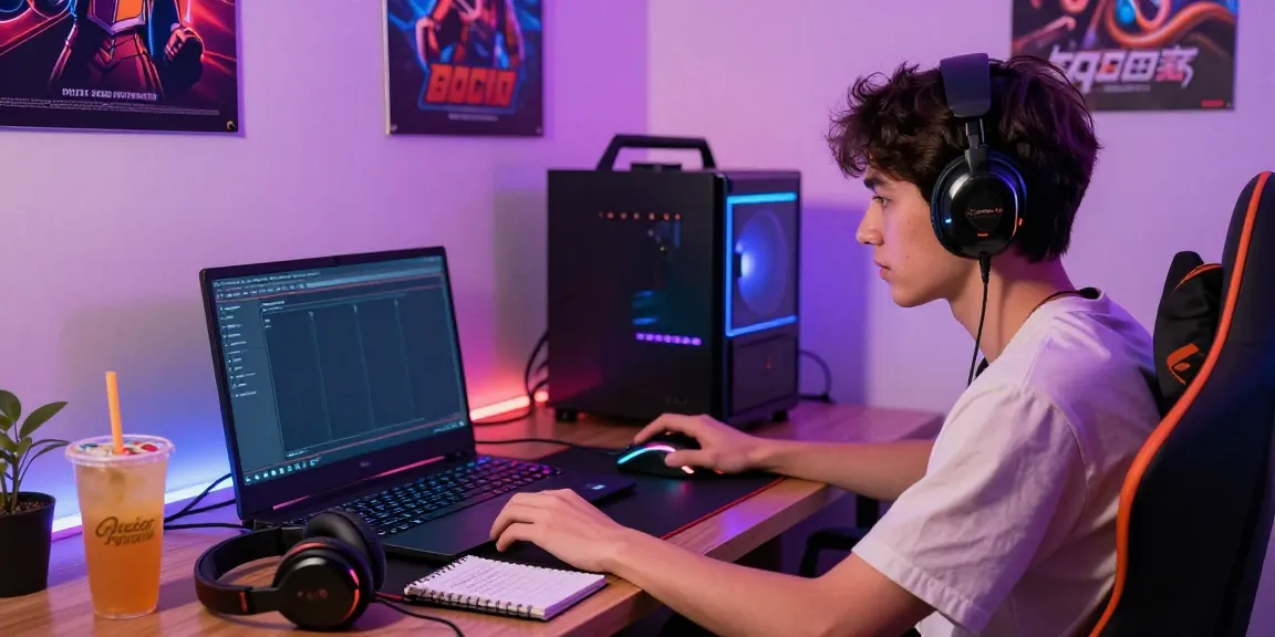 Player enjoying slot gacor games at home with a vibrant gaming setup.
