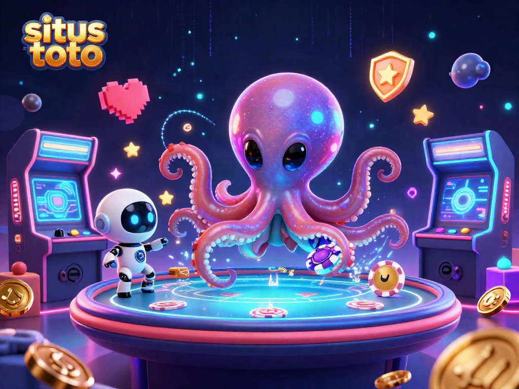 Mengungkap situs toto melalui ilusi kasino luar angkasa dengan karakter kartun alien dan robot.