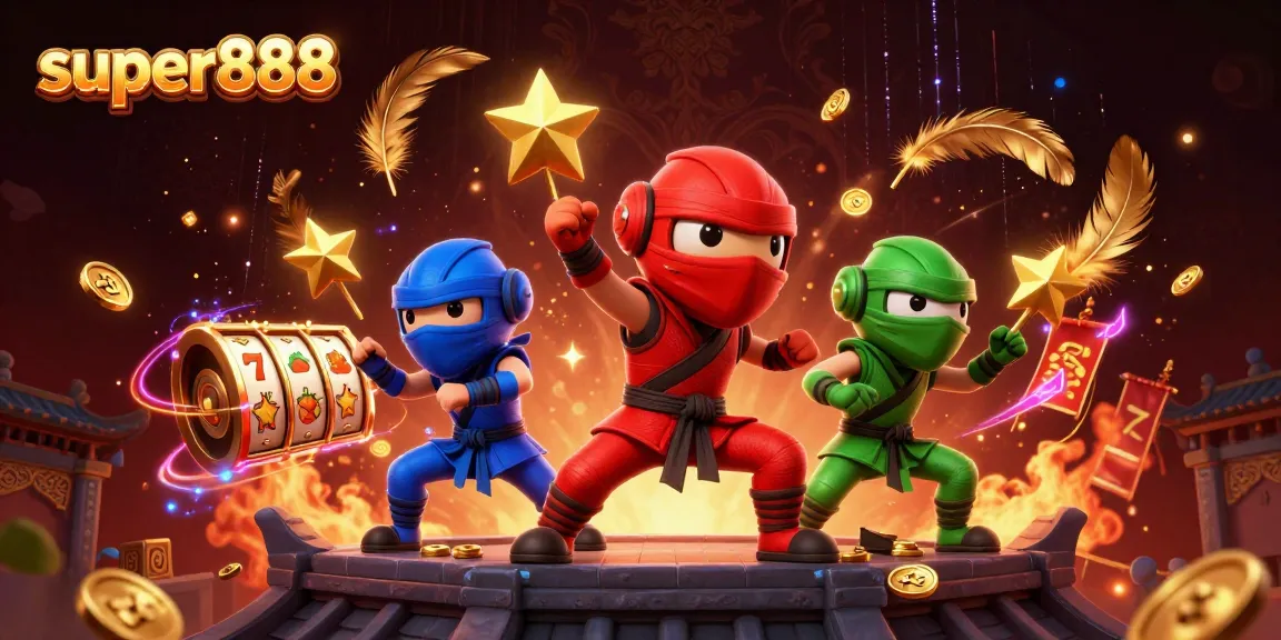 Super888 meriah dengan chameleon ninja dalam aksi permainan slot beruntung yang penuh warna.