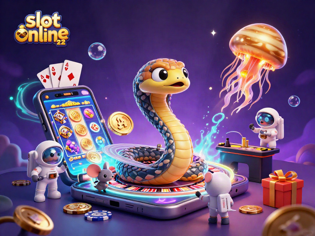 Experience vibrant gaming with slot online CAIR22 as fun characters engage in cosmic betting.