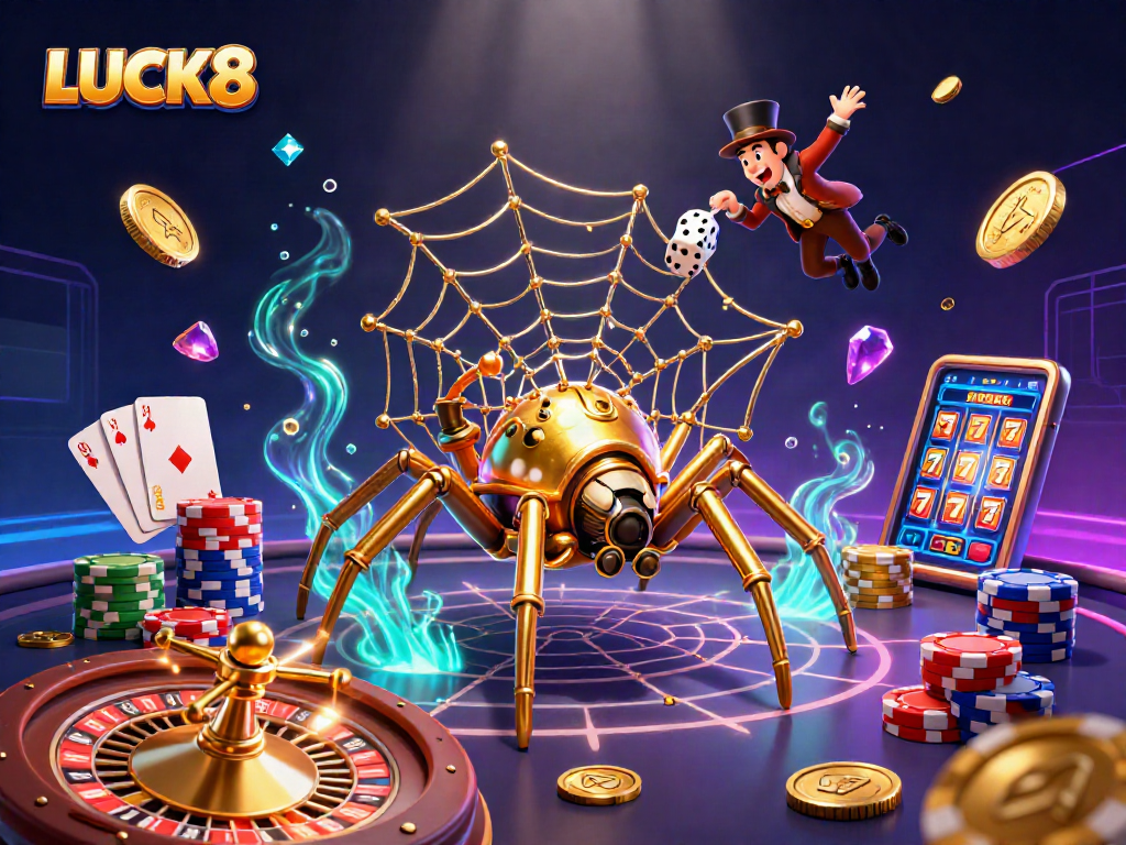 Bắt được những con xúc xắc không may mắn và những đồng tiền vàng rơi ra xung quanh LUCK8 tại sòng bạc trực tuyến.