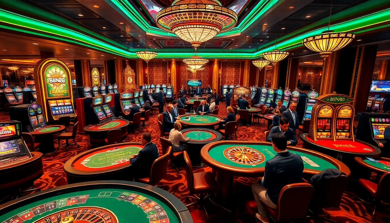 Experience excitement at Bin88 casino tables with players engaged in thrilling games.