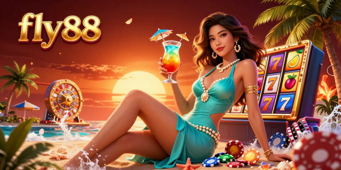 Experience thrilling wins at fly88 with a glamorous cocktail in a vibrant casino setting.