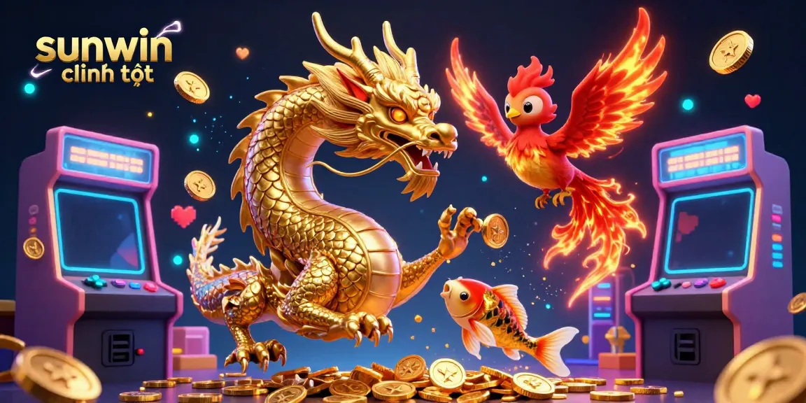 Experience exciting gameplay with sunwin chính thức in this vibrant, dynamic casino scene featuring a dragon and phoenix.