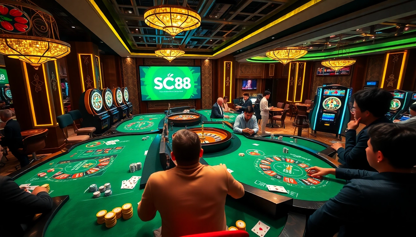 Casino players enjoying various games and the SC88 experience