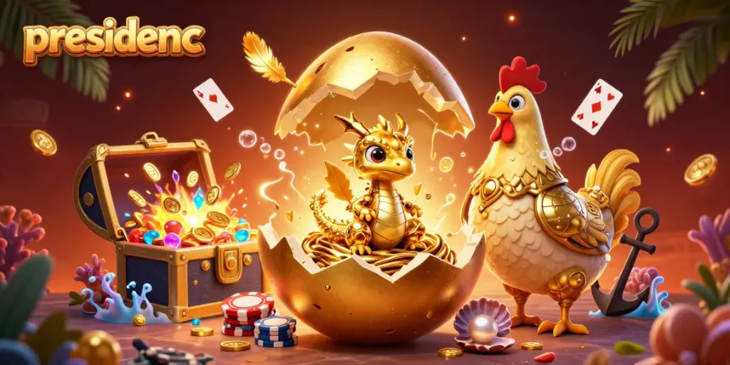 Experience winning excitement at presidencc with golden treasures in an interactive casino scene