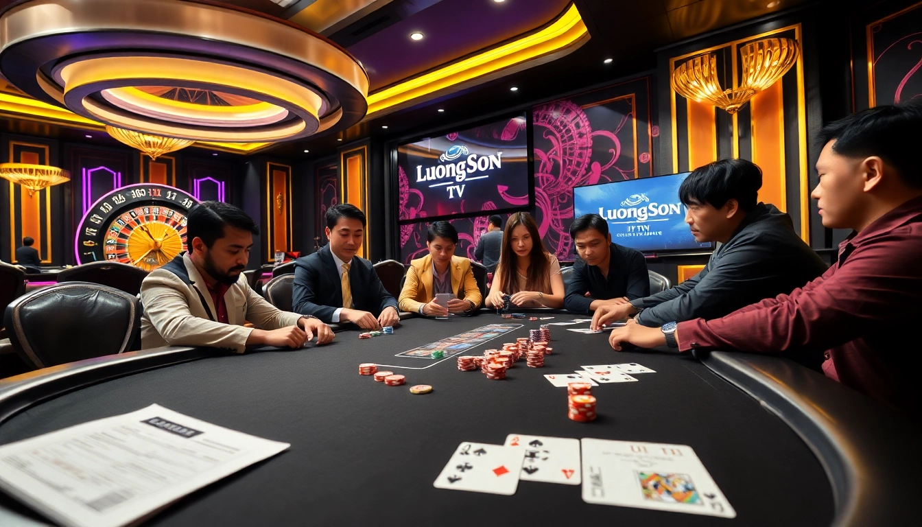 Experience thrilling poker action at LuongSon TV with vibrant casino visuals and professional gameplay.