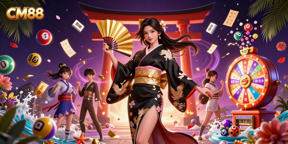 Engage with thrilling gameplay at CM88, featuring vibrant lottery balls and exciting casino elements in a captivating scene.