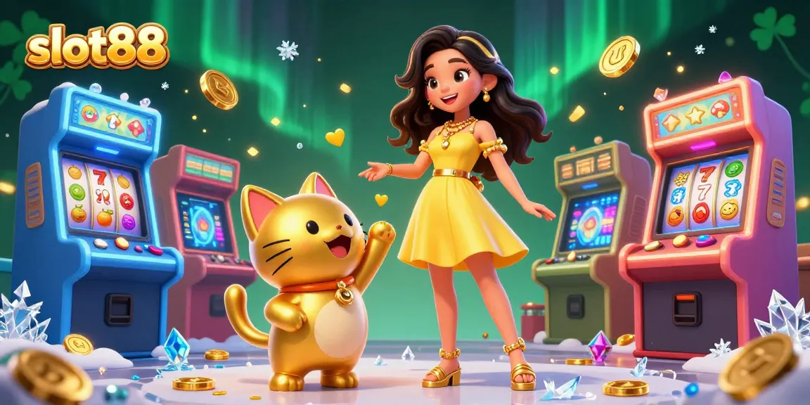 Spin the reels and hit the jackpot with slot88 in a vibrant 3D casino scene, rich in detail.