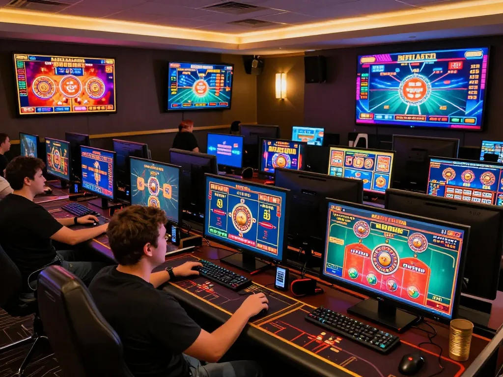 Sunwin gaming setup highlighting an engaging online casino experience with vibrant interfaces and strategic gameplay