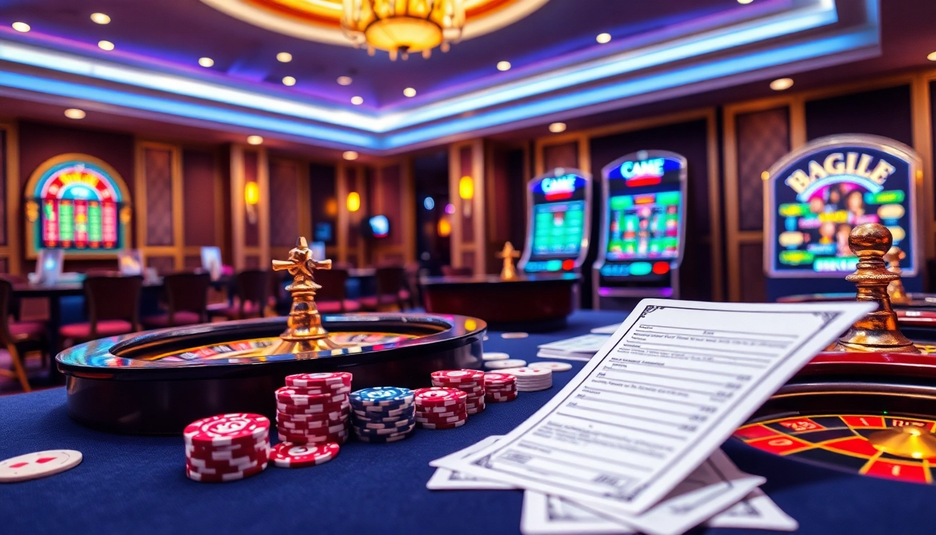 A thrilling casino scene featuring poker chips and roulette wheels at C168 com.