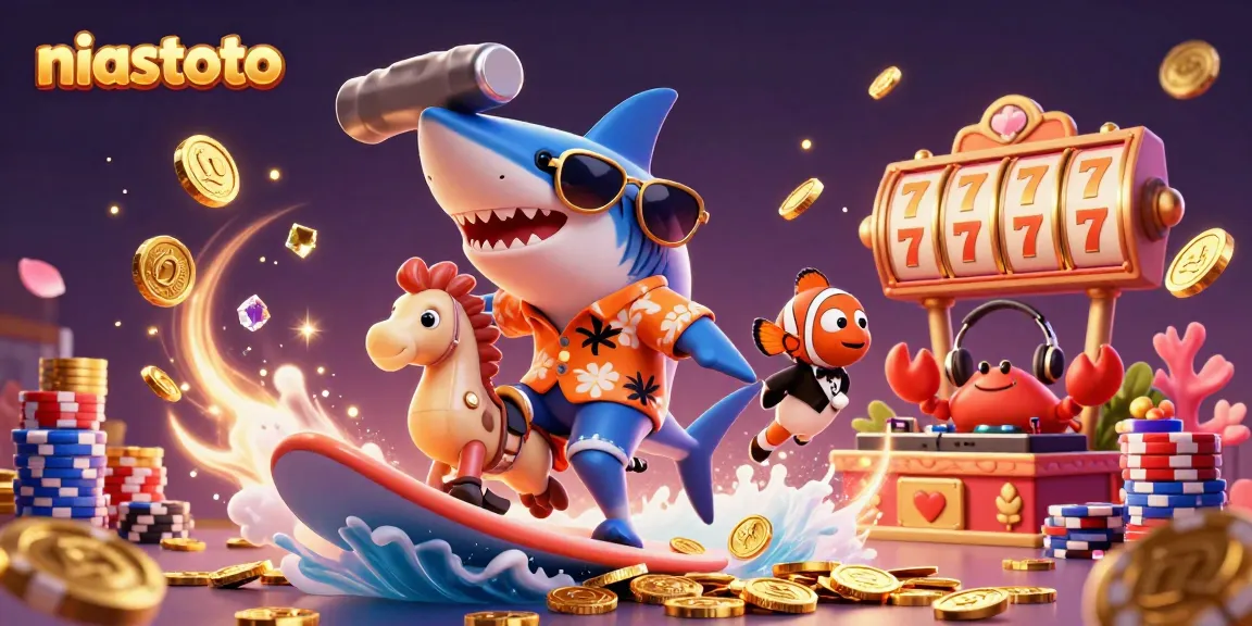 NIASTOTO provides seamless gaming with vibrant characters, gold coins, and jackpot slots in a digital casino.