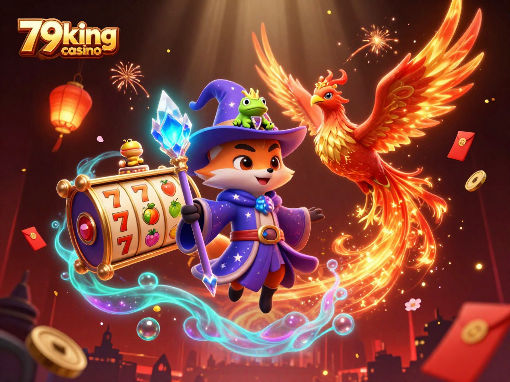 Experience the thrill of 79king casino with a magical scene featuring vibrant characters and dynamic slot elements.