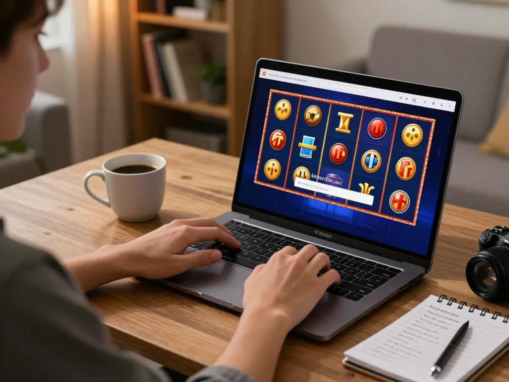 Engaging in online slot games with kenzobet login at home, player immersed in strategic gaming.