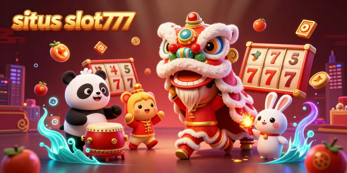 Experience excitement with situs slot777: vibrant casino scene featuring joyful characters and engaging slot elements.