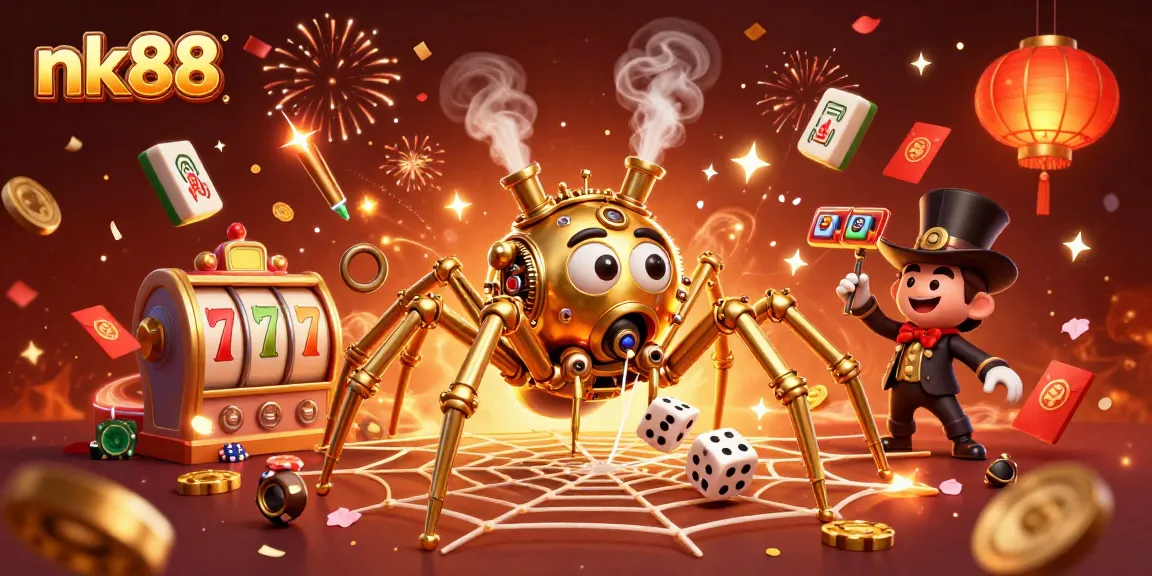 Experience thrilling jackpots at nk88, featuring golden characters and dynamic casino elements.