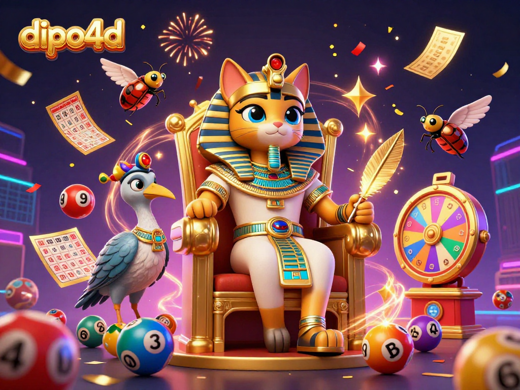 Play exciting games with vibrant lottery elements and dipo4d offers in this detailed digital illustration.