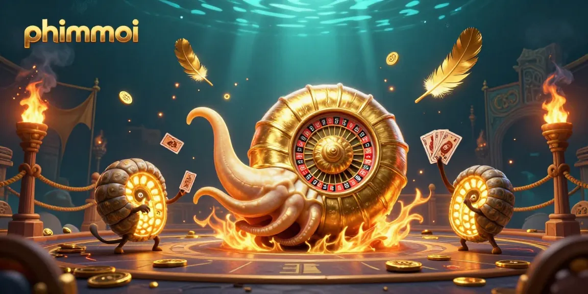 Experience thrilling action at phimmoi with a vibrant casino scene featuring golden nautilus and cards.