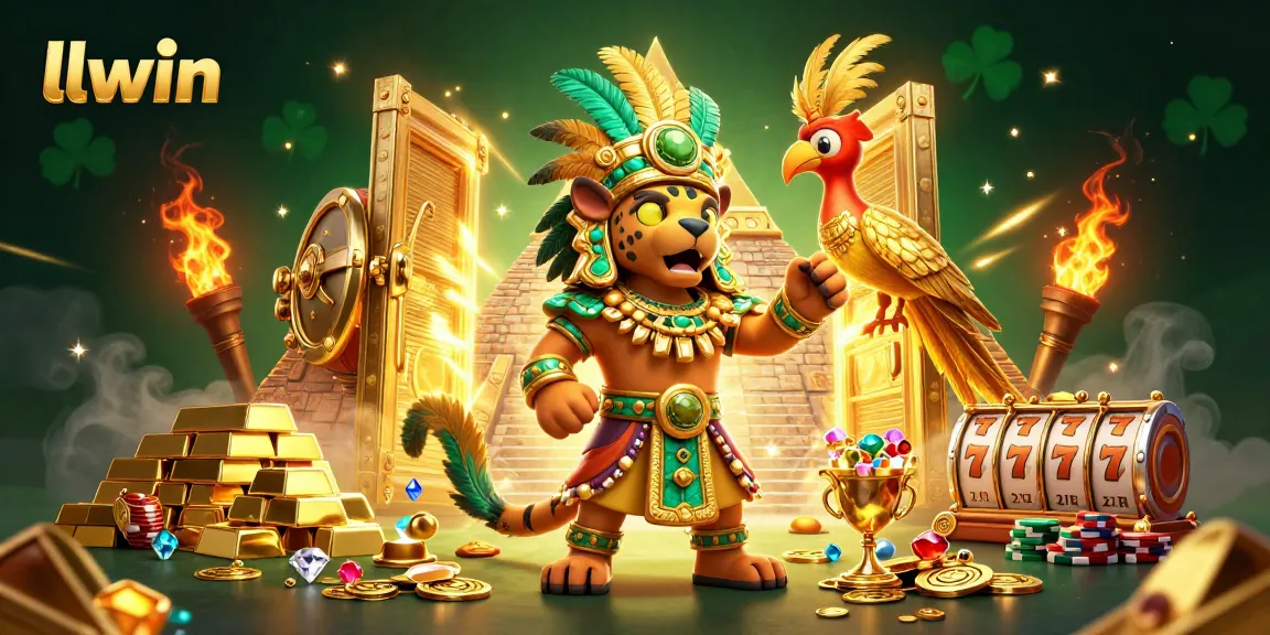 llwin gaming experience showcased with cartoon Mayan characters and dynamic slot themes.