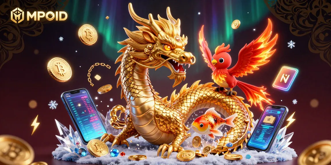 Experience max wins with MPOID's vibrant 3D casino illustration featuring thrilling characters and crypto elements.