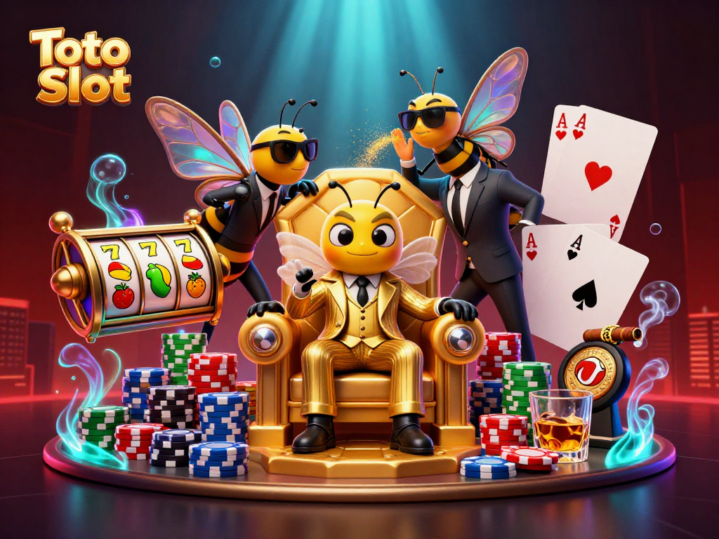 Toto Slot menampilkan raja kasino dalam ilustrasi 3D bertema slot dengan detail menawan.