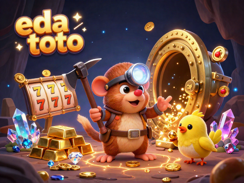 View the exciting casino adventure with eda toto featuring a treasure hunter mole in a vibrant mining scene.