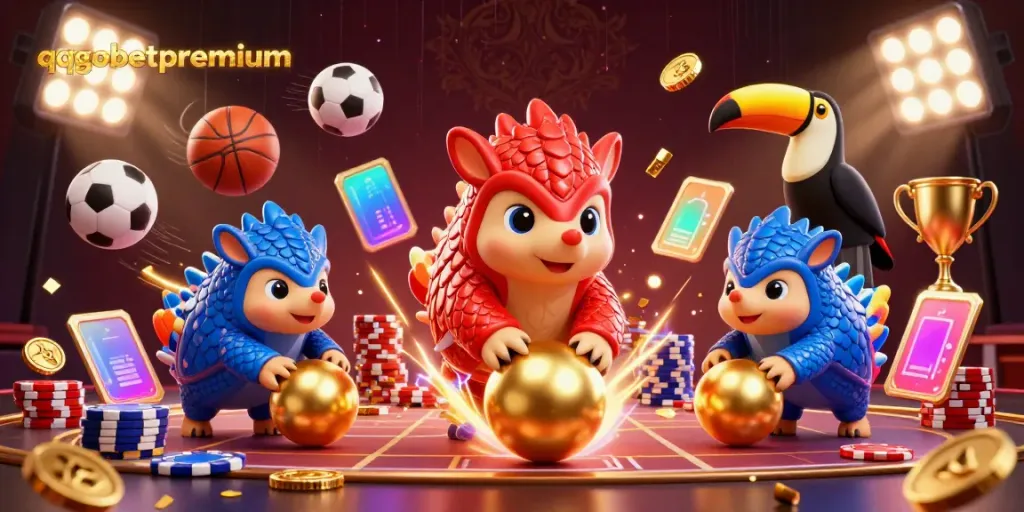 Experience thrilling gameplay with qqgobetpremium as pangolins roll into golden balls amidst vibrant casino action.