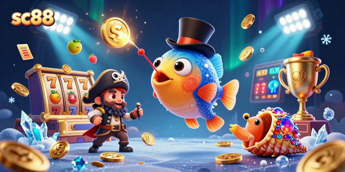Engage in thrilling gaming with SC88's dynamic 3D illustration featuring a vibrant casino atmosphere