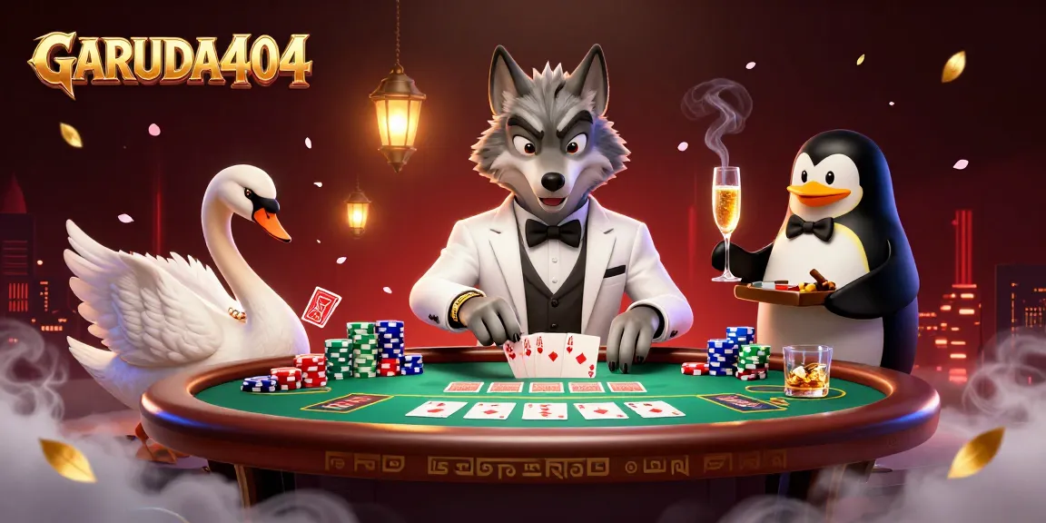 GARUDA404 offers an exciting baccarat experience with a debonair wolf and elegant characters.