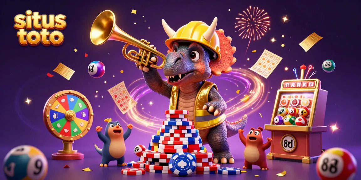 Engage with situs toto in a vibrant 3D scene celebrating lottery excitement with dynamic characters and colorful elements.