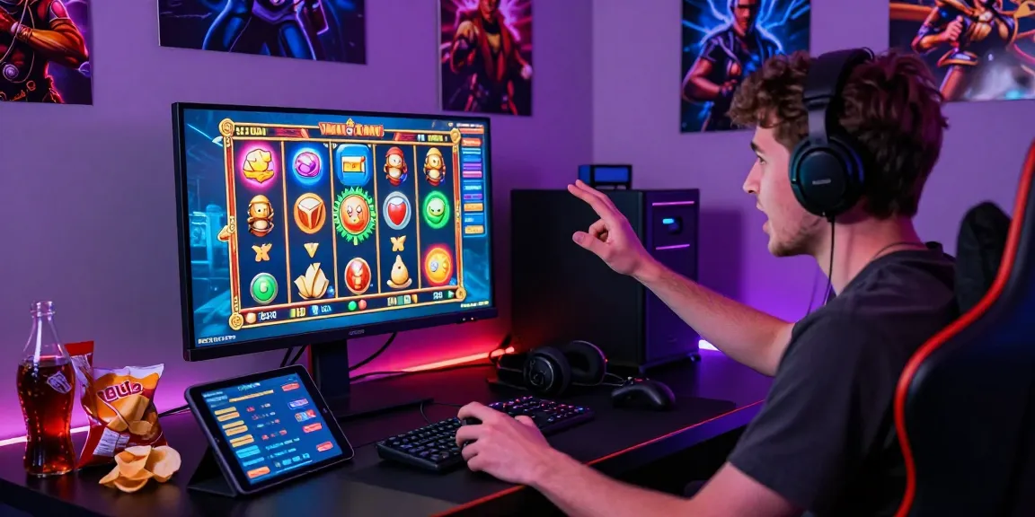 Player enjoying rajaberas88 online slots in a vibrant gaming setup