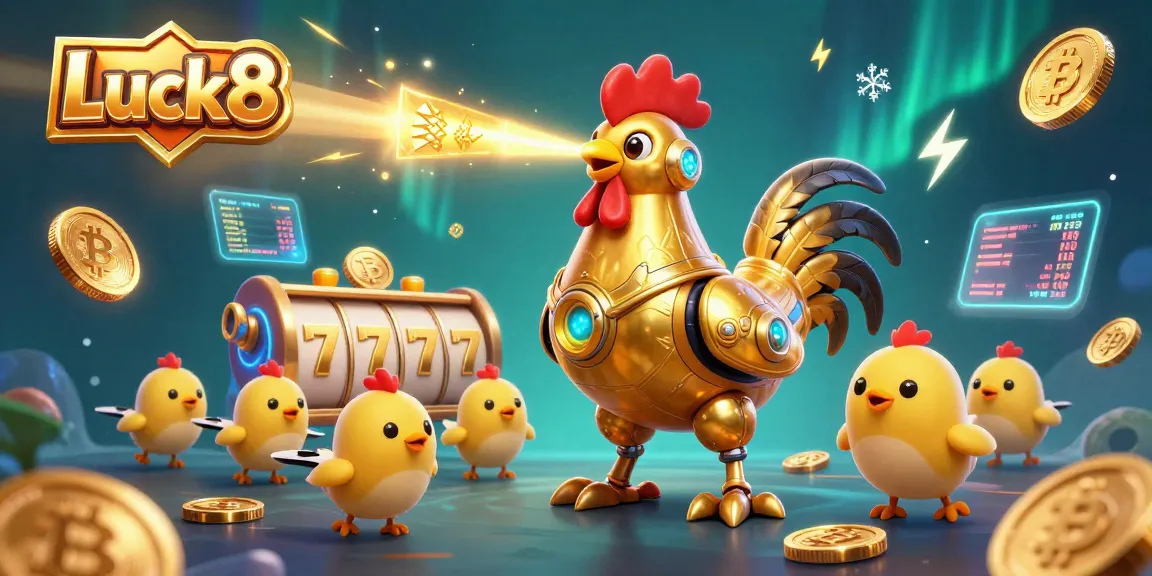 Engage with Luck8 for thrilling slot adventures featuring golden rooster robots and baby chick drones.