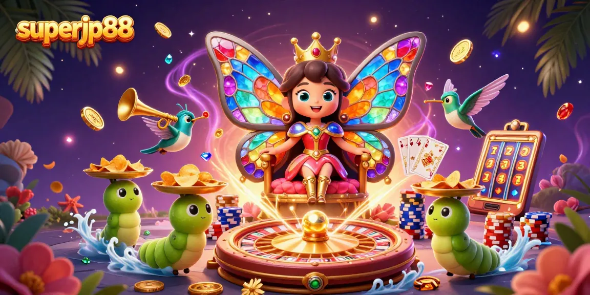Experience thrilling gameplay with superjp88's vibrant 3D casino fantasy scene, featuring enchanting characters and dynamic gambling elements.