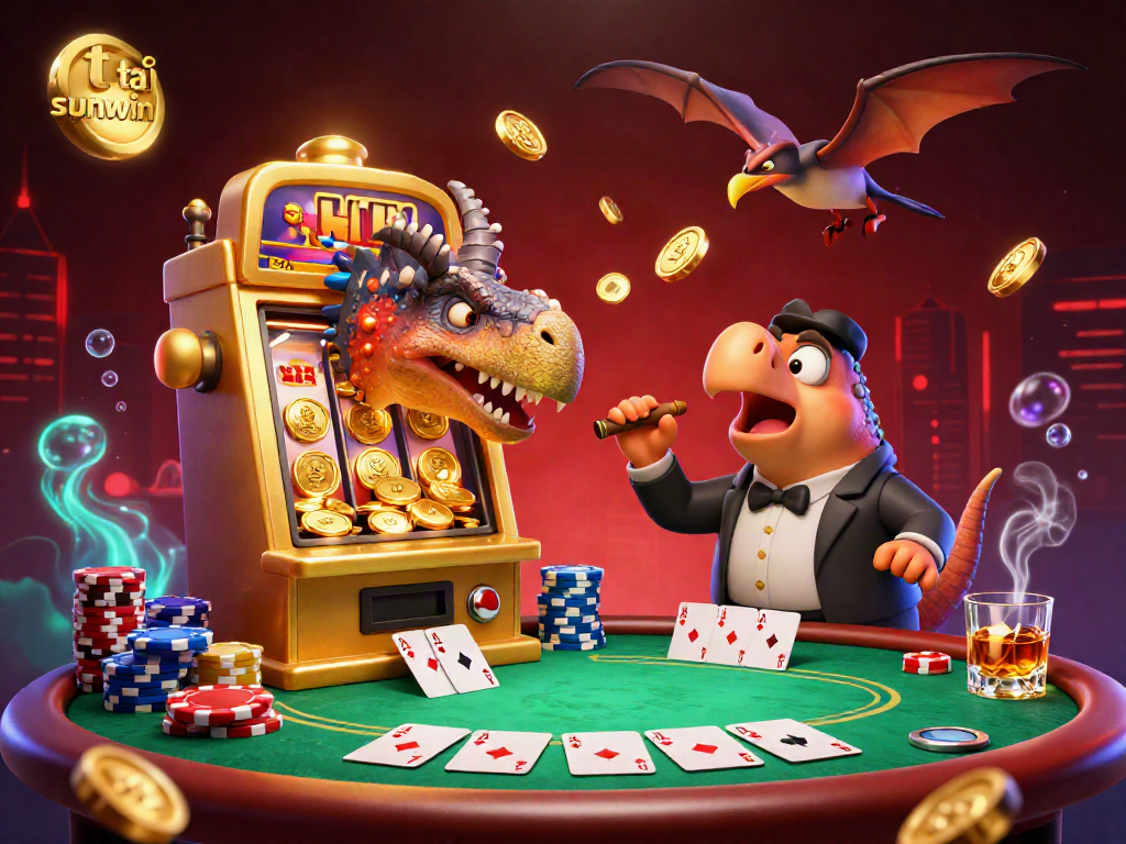 Engage with the thrilling world of tải sunwin as a pachycephalosaurus activates a jackpot while a casino manager panics.