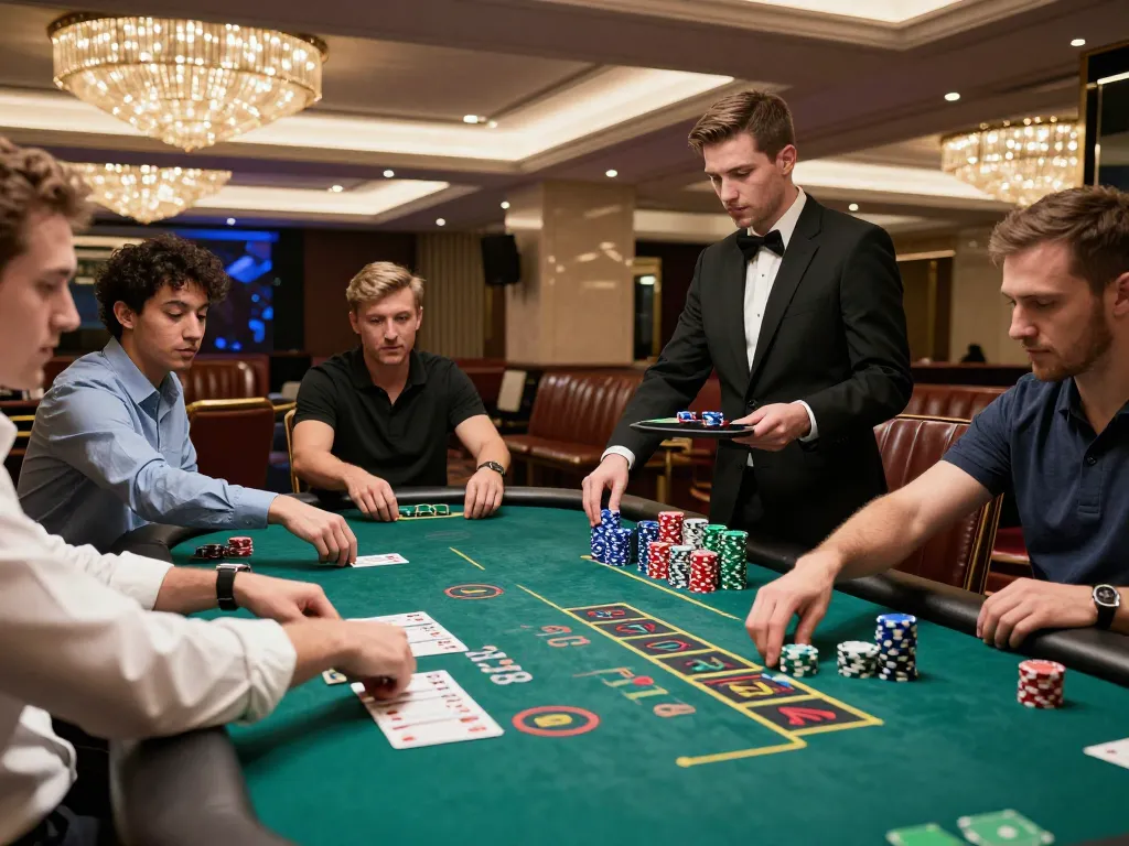 Players enjoying blackjack at a casino with alfa 138 strategy tips in action, showcasing engagement and excitement.
