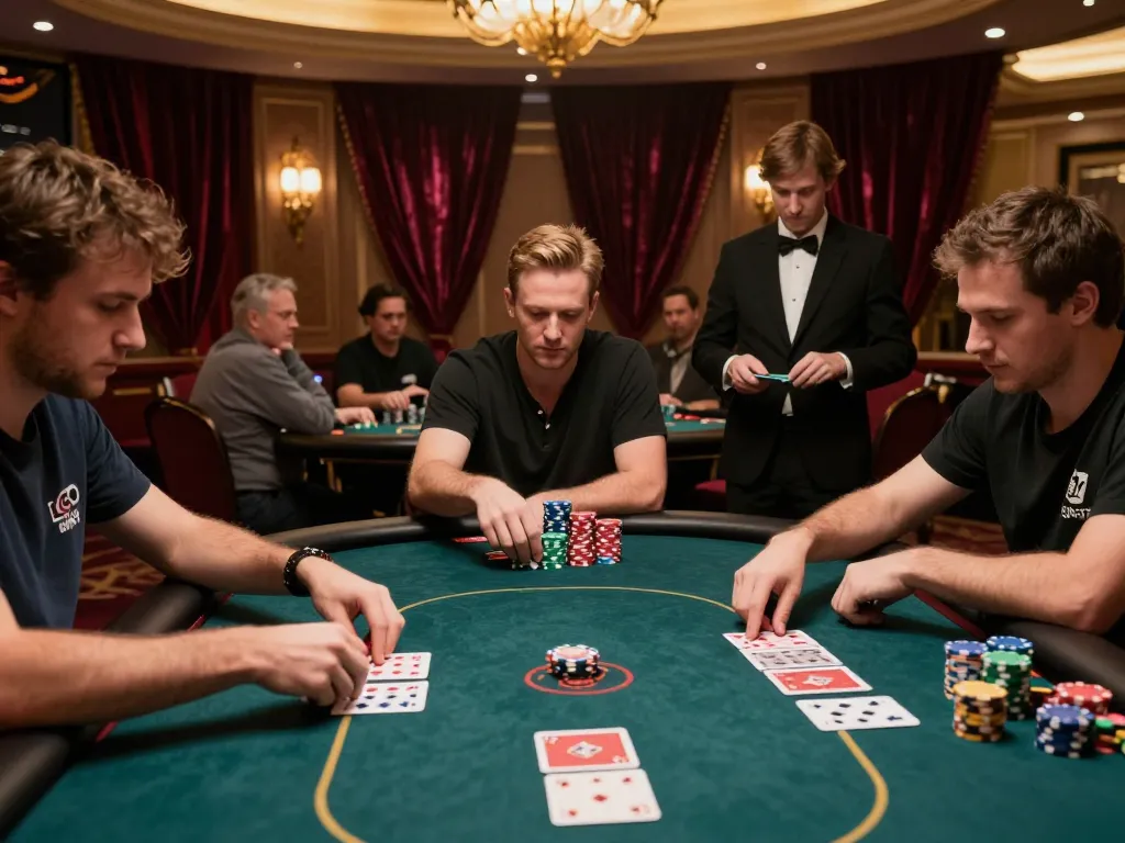 Experience intense gameplay at LGOSUPER's poker tables with players strategizing their next move.