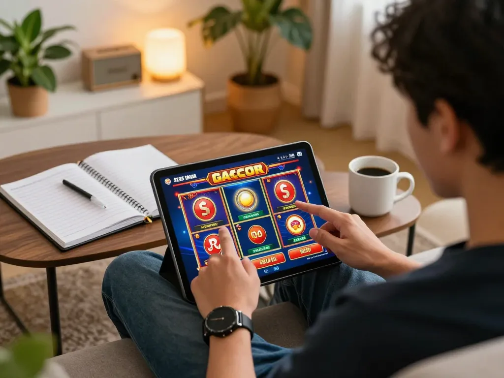 Engaging online casino experience with slot gacor games displayed on a tablet.